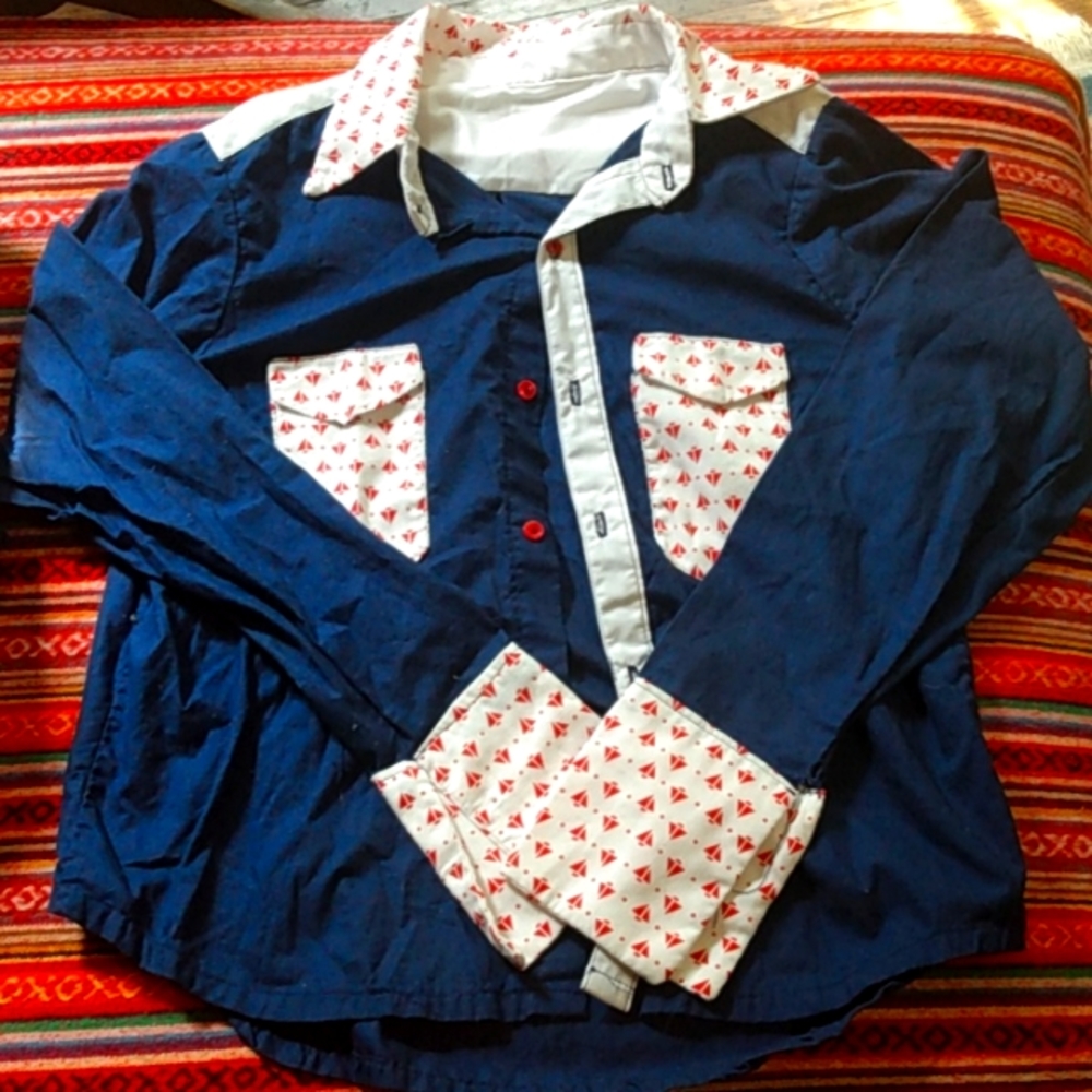 Vintage Sailboat Longsleeve button Dress Shirt